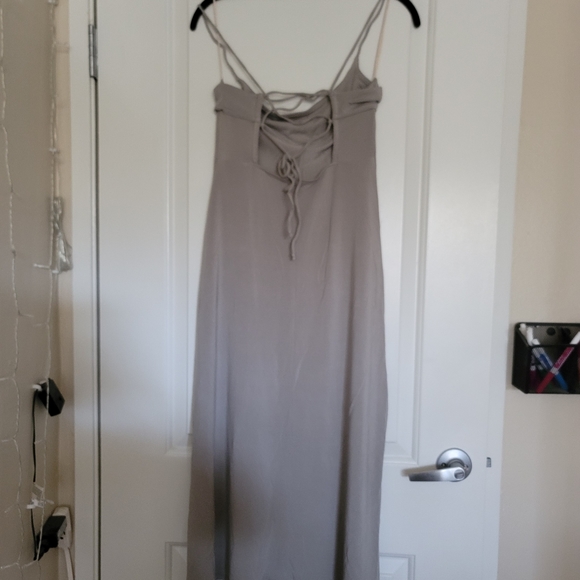 Wilfred Dreamweaver midi slit tie open back dress ashen gray S - Picture 8 of 8